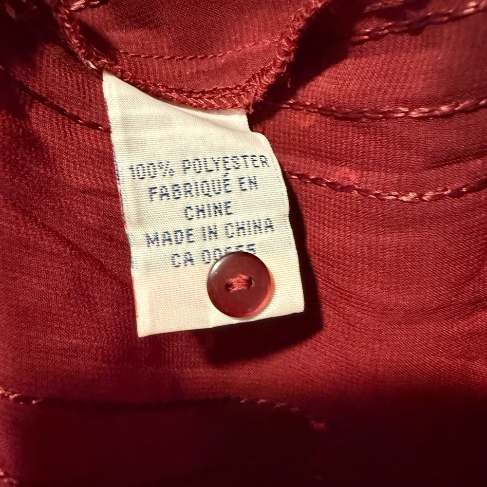 Reitmans Burgundy Sheer Sparkly Top with Ruffles & Sequin Embellishment - Picture 12 of 13